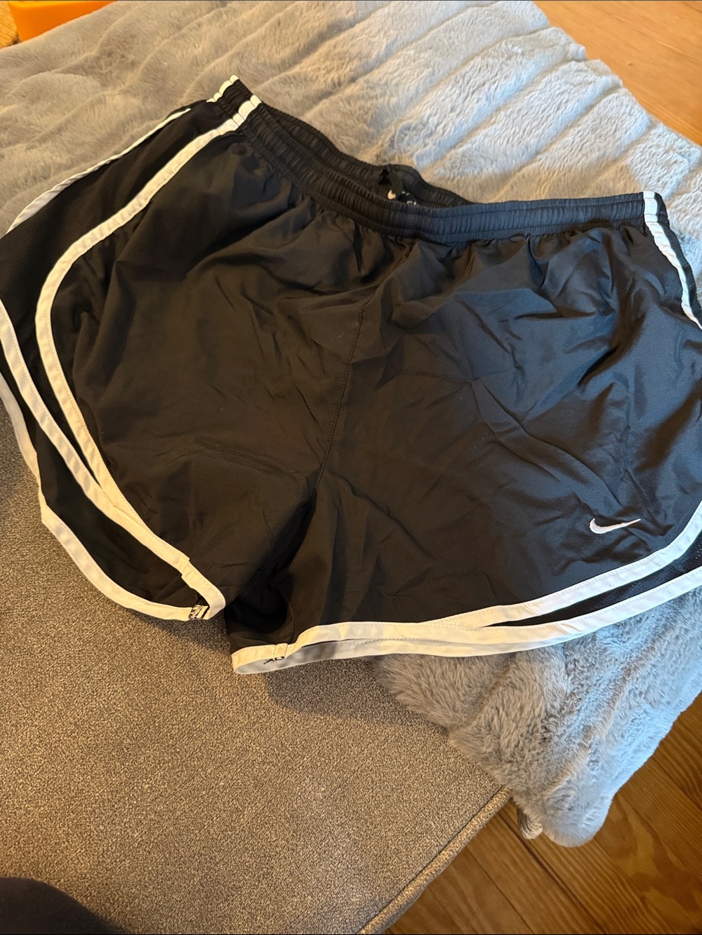 Nike Black Shorts with White Trim and Swoosh